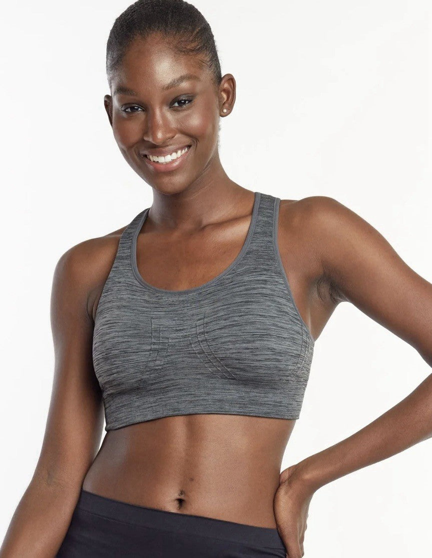 The NowSunday Racerback Sports Bra (sewn in pads) 1145 Heather Gray S