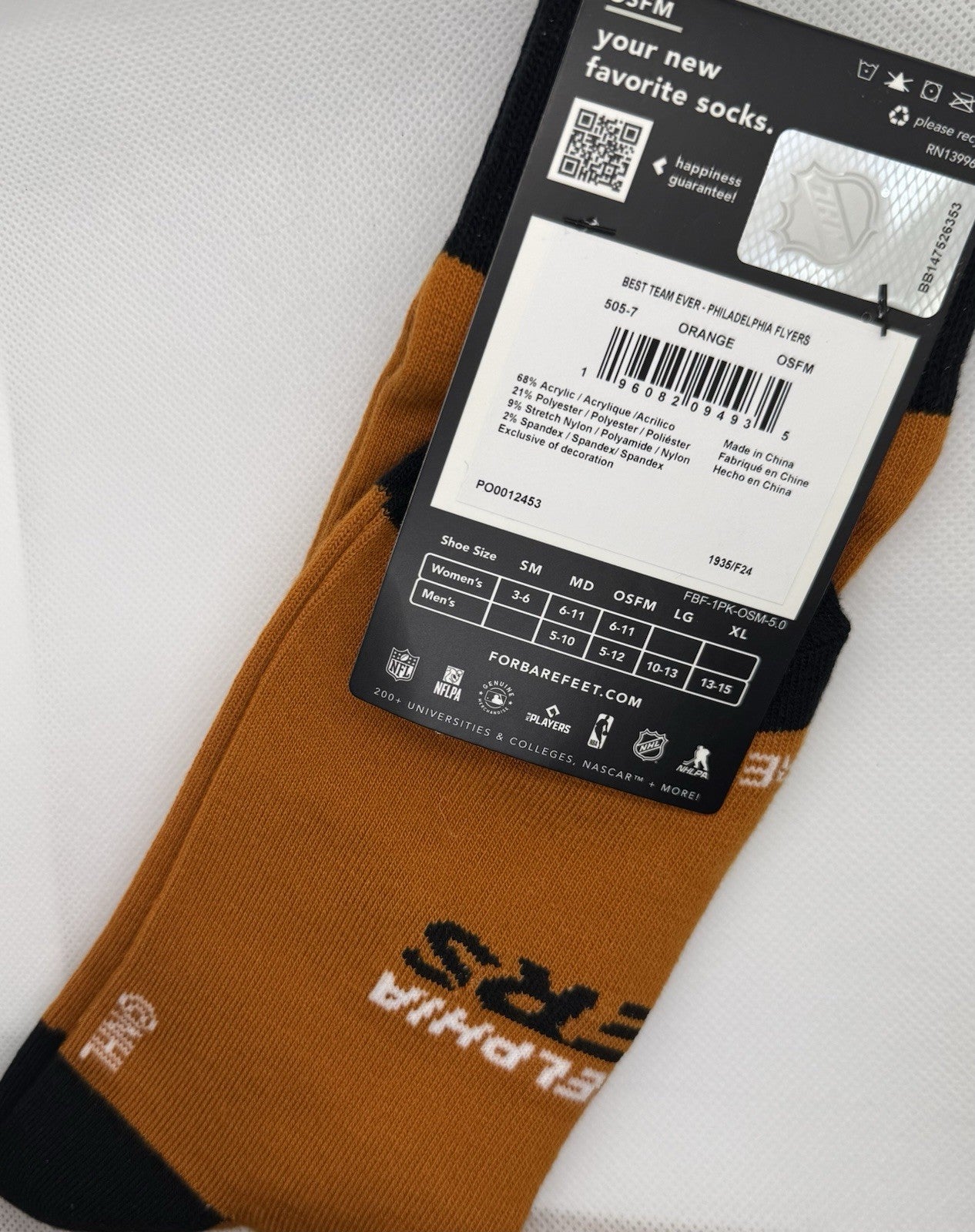 For Bare Feet Philadelphia Flyers -Best Team Ever Socks OSFM