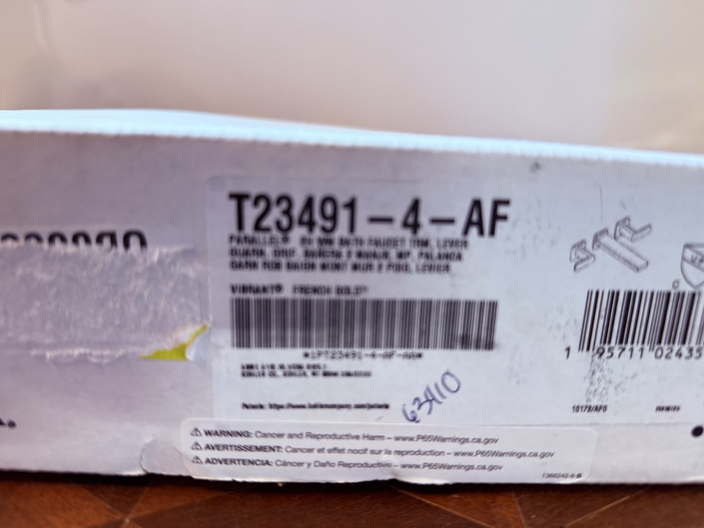 Kohler K-T23491-4-AF Parallel Wall-Mount Tub Filler Trim Vibrant French Gold