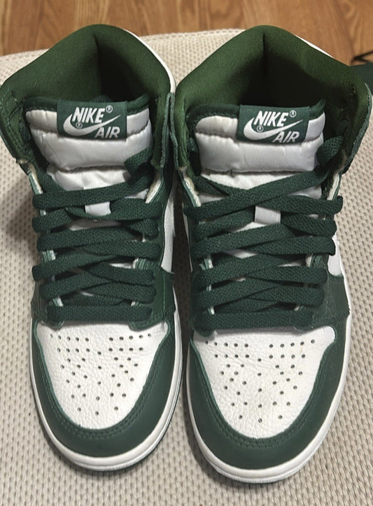 Nike Air Jordan 1 Retro High OG Green/Metallic Silver Mens 4.5 / woman 6