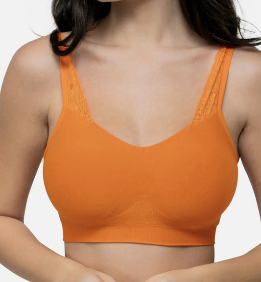 Underoutfit Adjustable Comfort Bra w/ Lace Straps-445 Orange size XL