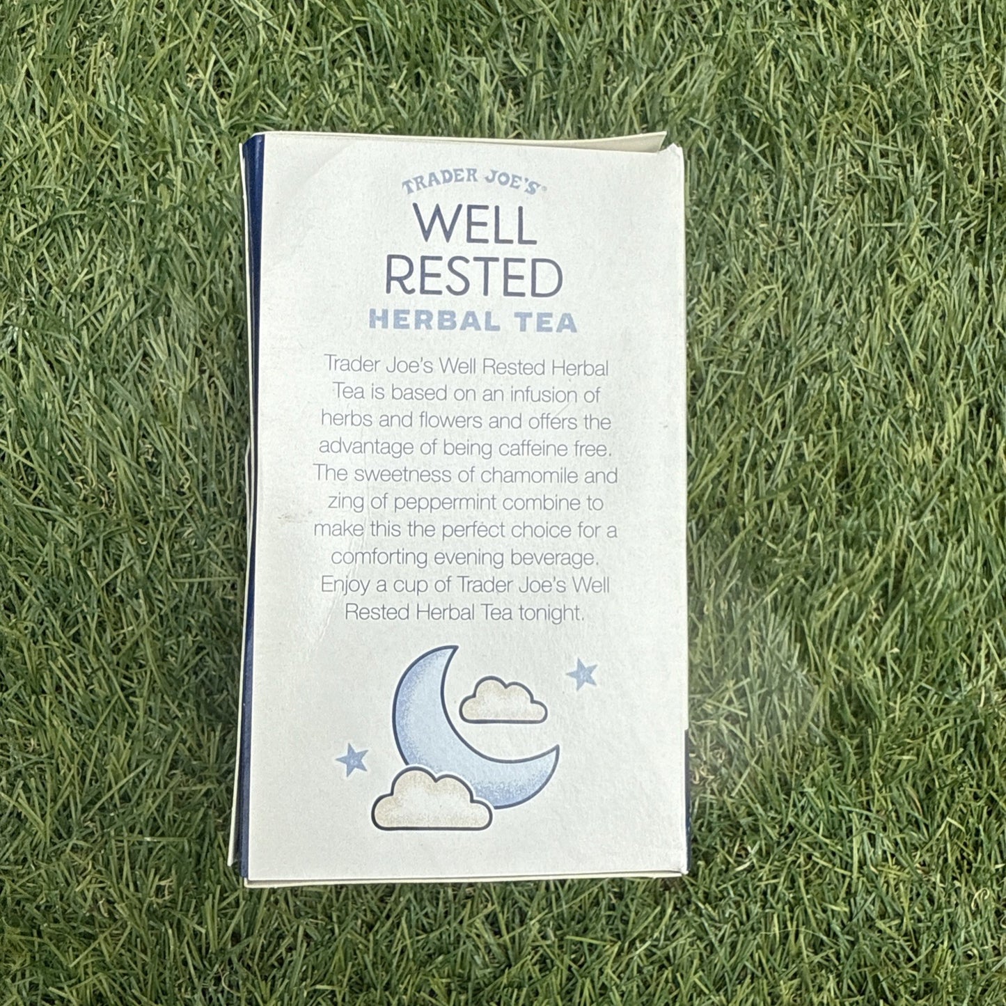 TRADER JOE'S WELL RESTED HERBAL TEA 20 bags CAFFEINE FREE 1 Box Ships Fast