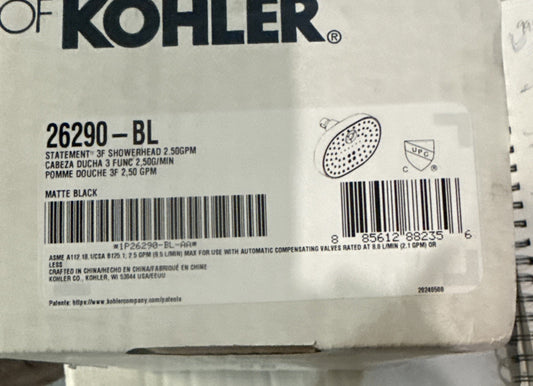 KOHLER Statement 3-Spray 2.5 GPM 8" Wall Mount Fixed Shower Head in Matte Black