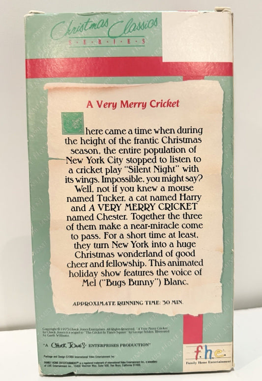 A Very Merry Cricket 1973 VHS Voices By Mel Blanc Christmas Classics