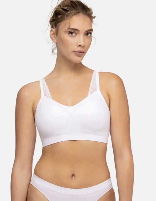 Underoutfit Adjustable Comfort Bra w/ Lace Straps-445  White, size S