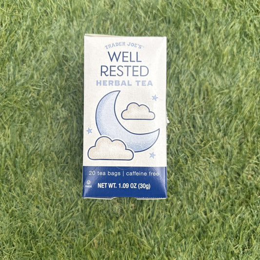 TRADER JOE'S WELL RESTED HERBAL TEA 20 bags CAFFEINE FREE 1 Box Ships Fast
