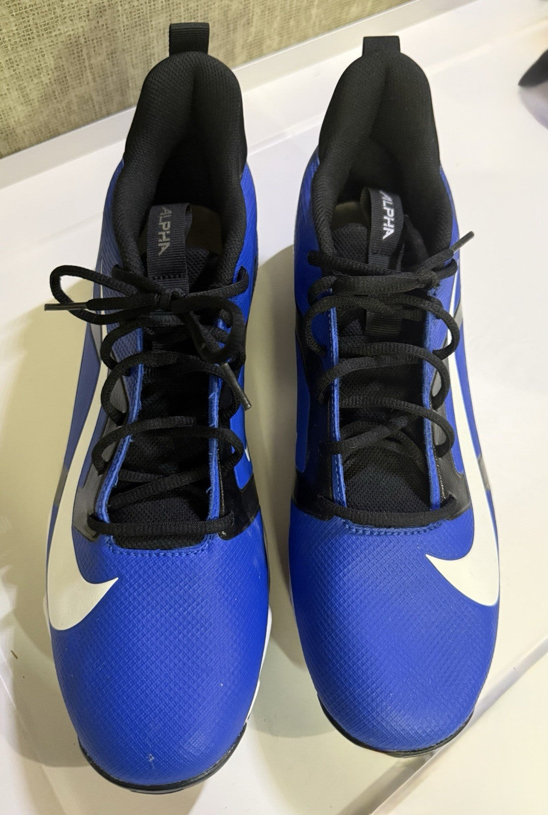 Size 10.5 - Men’s Nike Alpha Menace 4 Shark Cleats Hyper Royal Blue new w/o box