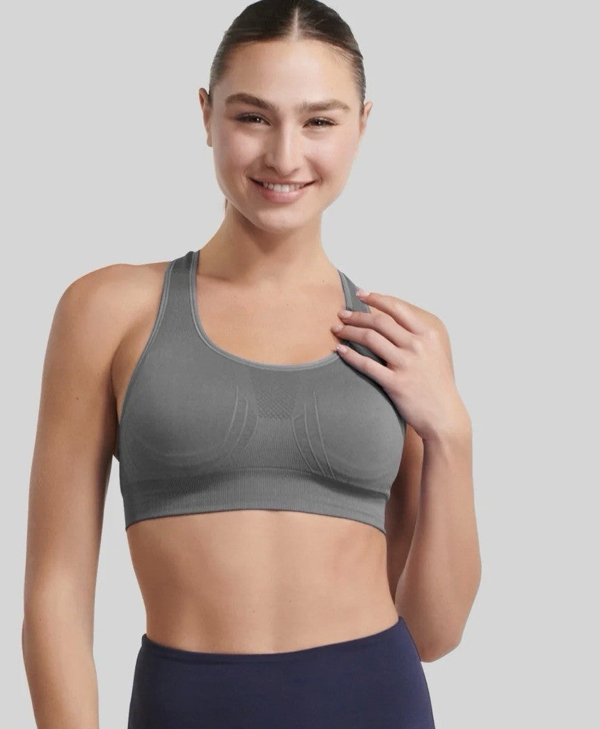 The NowSunday Racerback Sports Bra (sewn in pads) 1145 Gray, 3XL