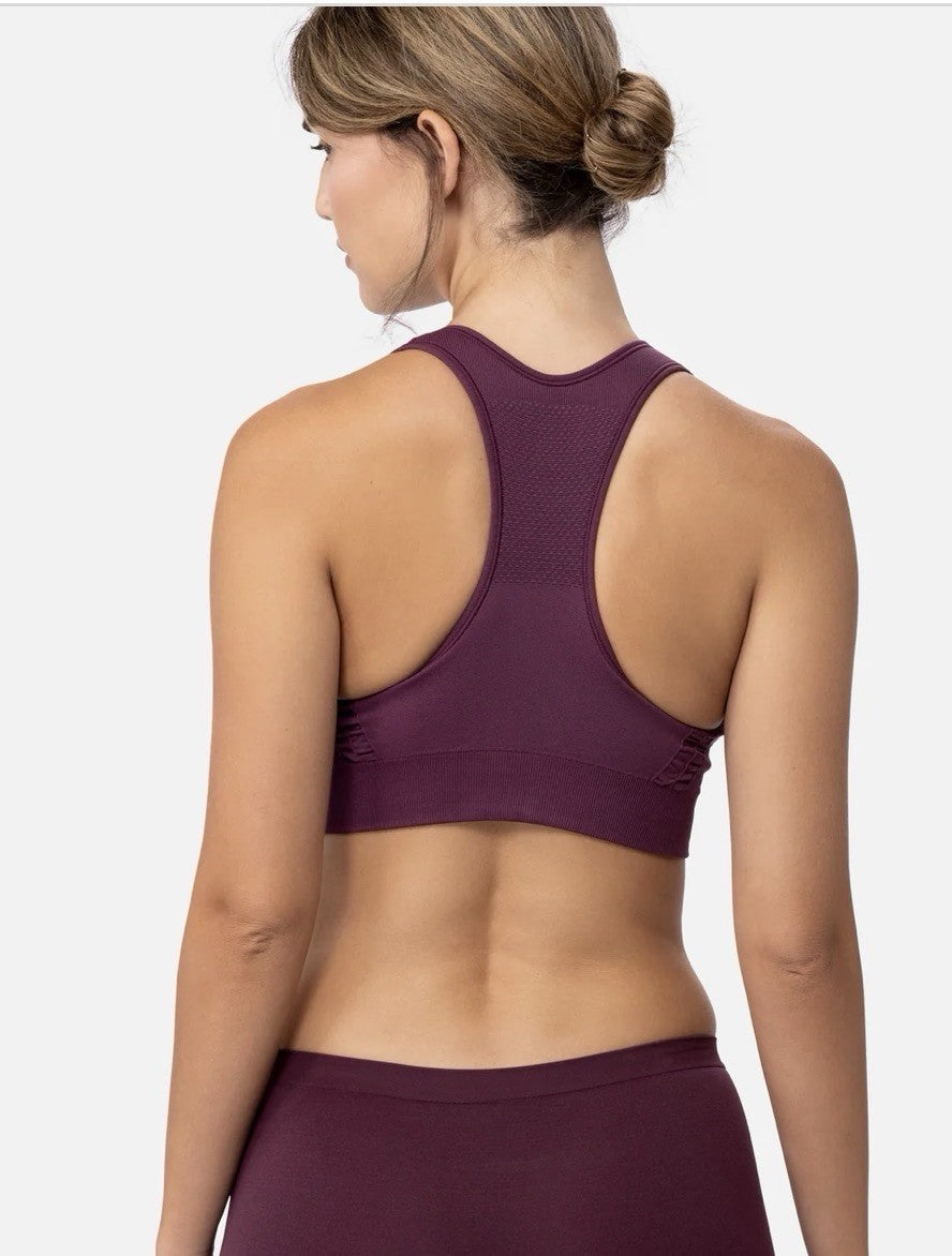 The NowSunday Racerback Sports Bra (sewn in pads) 1145 Size S - Plum