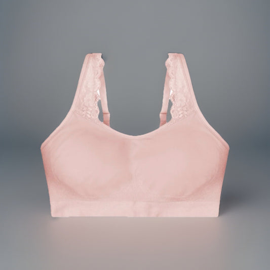 Underoutfit Adjustable Comfort Bra w/ Lace Straps-445 Crystal Rose, size XL