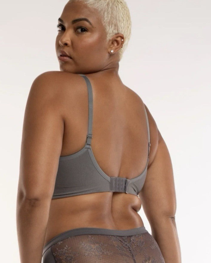 Underoutfit Adjustable Comfort Bra w/ Lace Straps-445 Gray, size XL