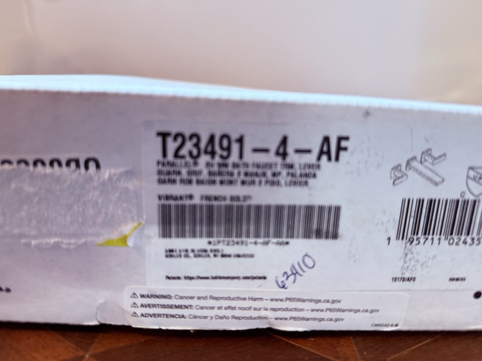 Kohler K-T23491-4-AF Parallel Wall-Mount Tub Filler Trim Vibrant French Gold