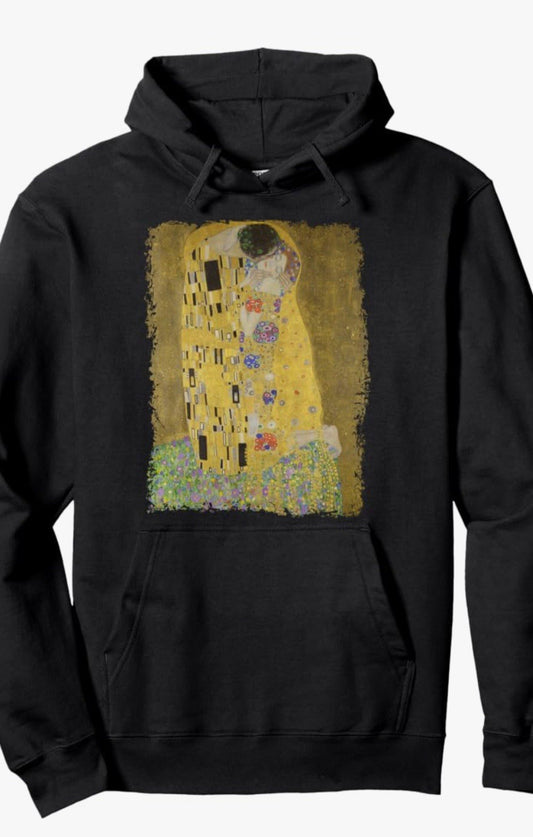 Gustav Klimt - The Kiss, Immersive Expierence Black Hoodie, size small