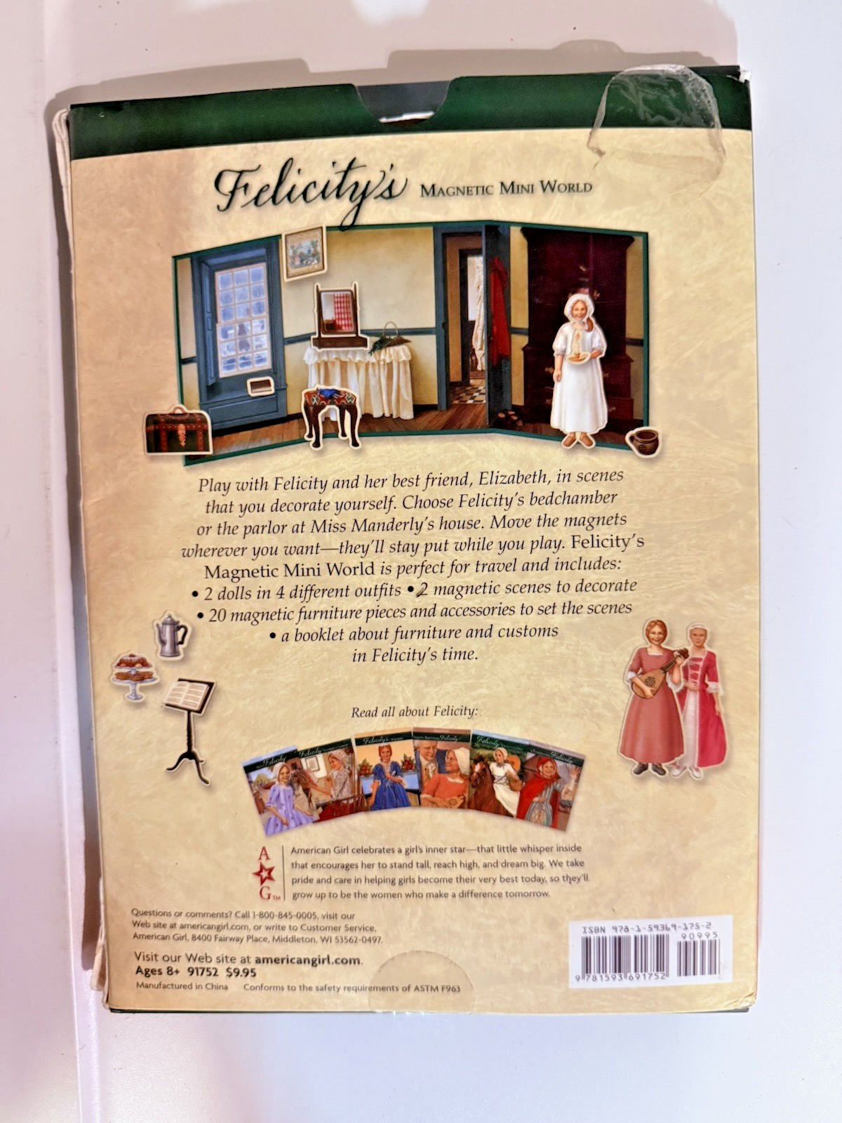 American Girl Doll Felicity FELICITY'S Magnetic Play Set & 8 Trading Cards -