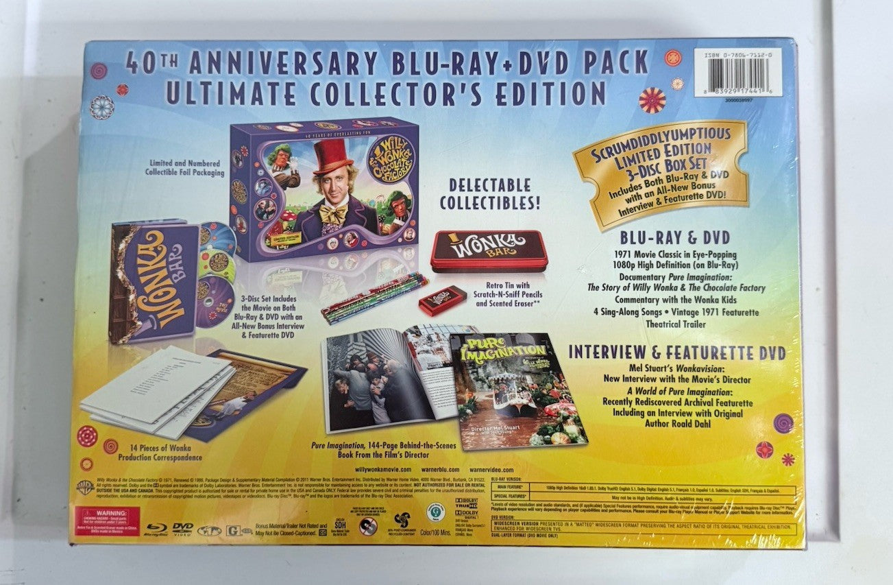 40th Anniversary Willy Wonka & The Chocolate Factory Blu-Ray Set Factory Sealed