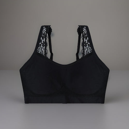 Underoutfit Adjustable Comfort Bra w/ Lace Straps-445 Black size med