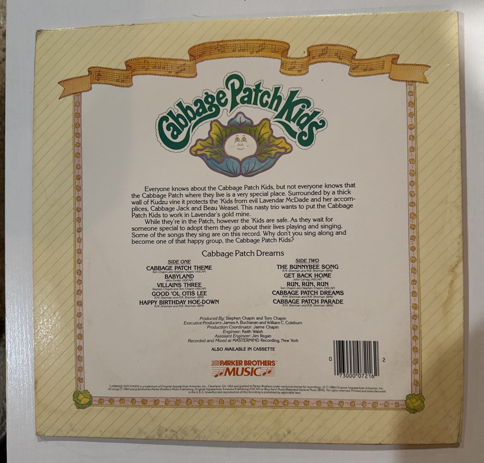 Cabbage Patch Kids Cabbage Patch Dreams 1984 Vinyl LP Record Album