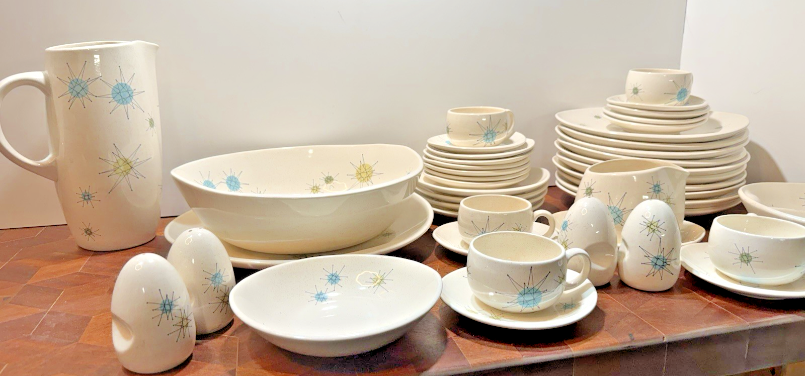 Franciscan Starburst Atomic Dinnerware Set Museum Grade 44pc Ultra Rare Mint