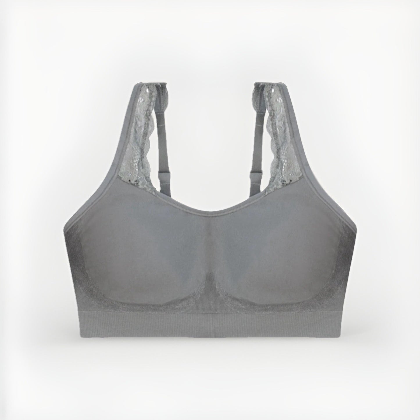 Underoutfit Adjustable Comfort Bra w/ Lace Straps-445 Gray, size S