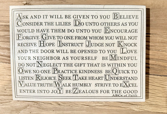 Abcs ABC'S Alphabet of Faith Marble Finish Plaque Stand Up Sign Home Wall Decor