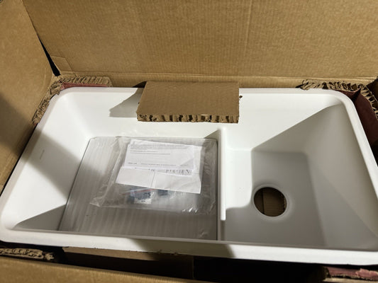 Kohler 27786-CM6 Carin 33-1/2” Smart Divide Under Mt. Dbl Bowl Matte White