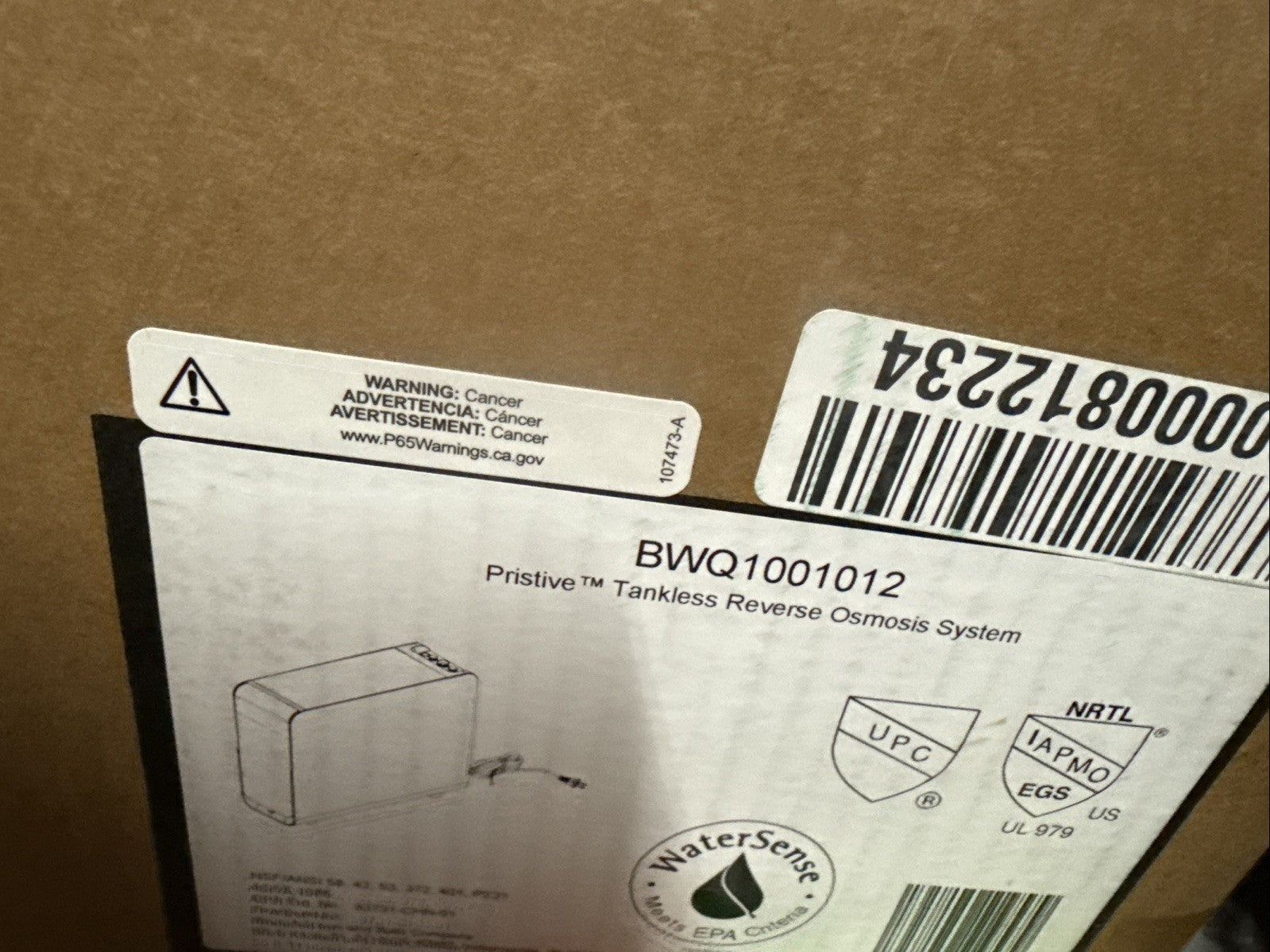 Brizo Pristive BWQ1001012 Tankless 6-Stage RO System Under Sink 120V