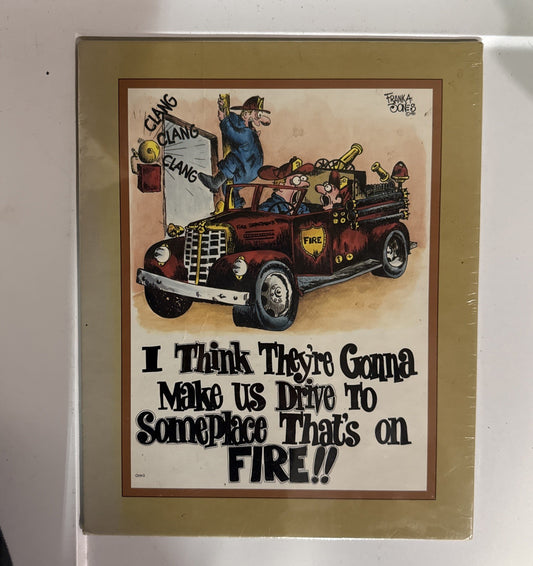 New in the Pkg FRANK JONES Parody Plaque Firefighters & Firetruck