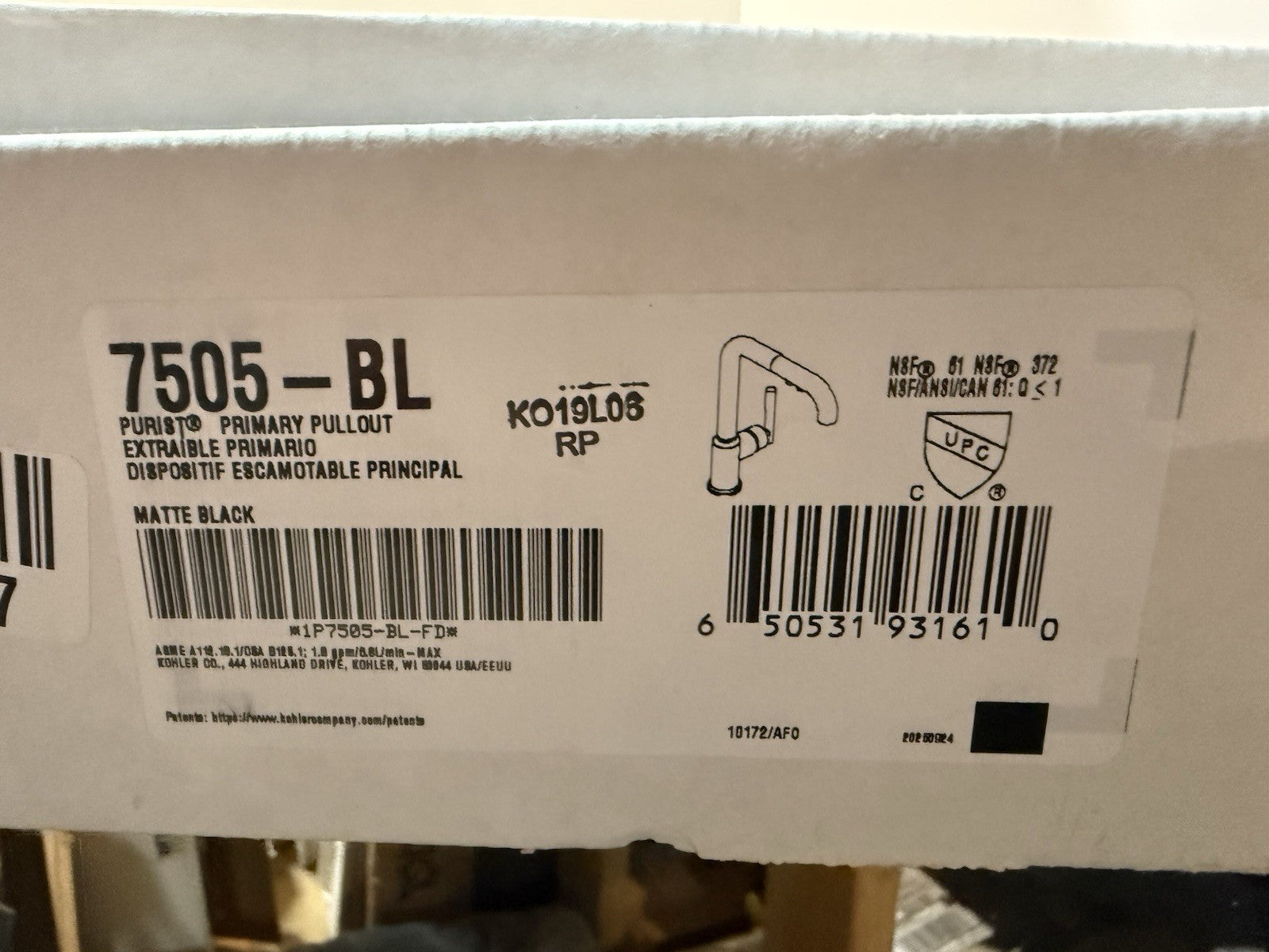 Kohler Purist Single-Hole Kitchen Faucet – Matte Black – K-7505-BL
