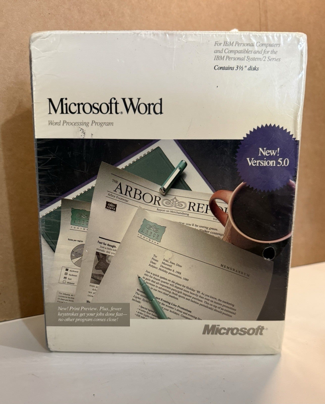 Microsoft Word 5.0 for IBM PC - New Old Stock - Sealed Vintage 1989