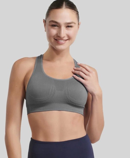 The NowSunday Racerback Sports Bra (sewn in pads) 1145 Gray, Small