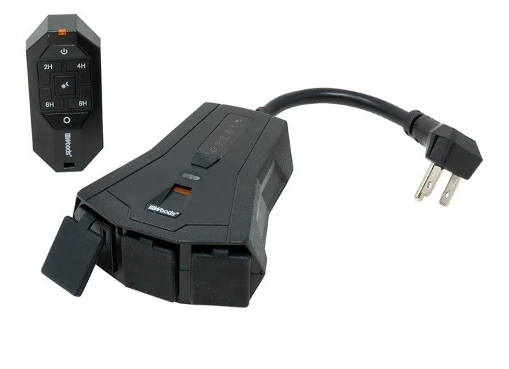 Woods Outdoor Lighting Timer with Remote Control Countdown 3 Grounded Outlets