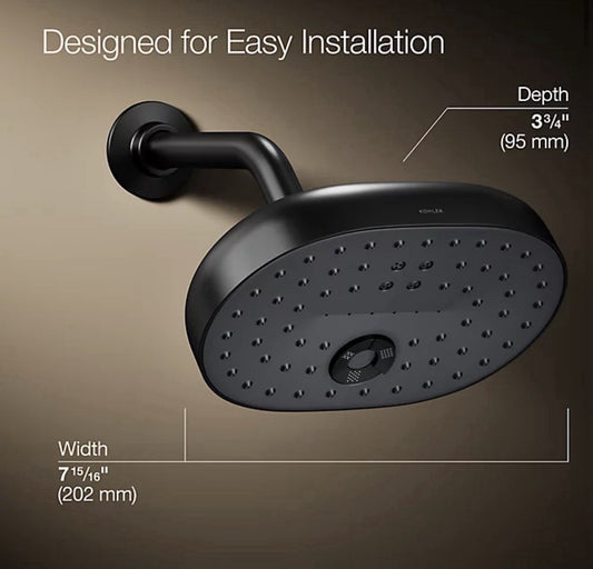 KOHLER Statement 3-Spray 2.5 GPM 8"  Wall Mount Fixed Shower Head in Matte Black