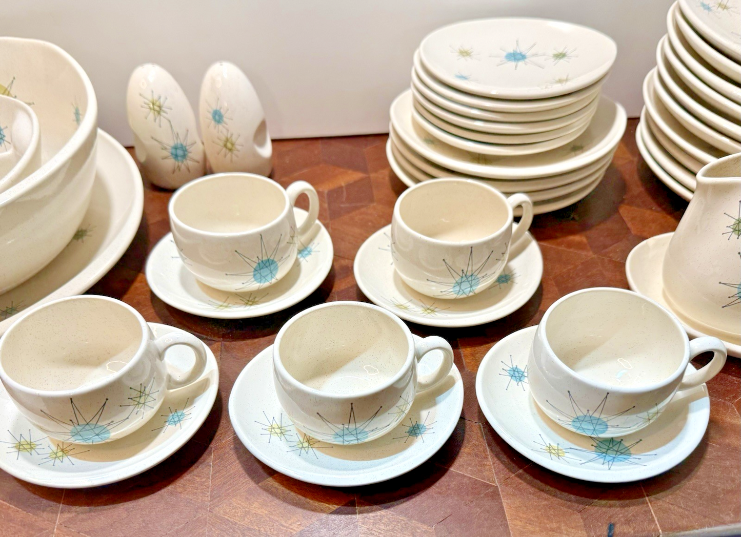 Franciscan Starburst Atomic Dinnerware Set Museum Grade 44pc Ultra Rare Mint