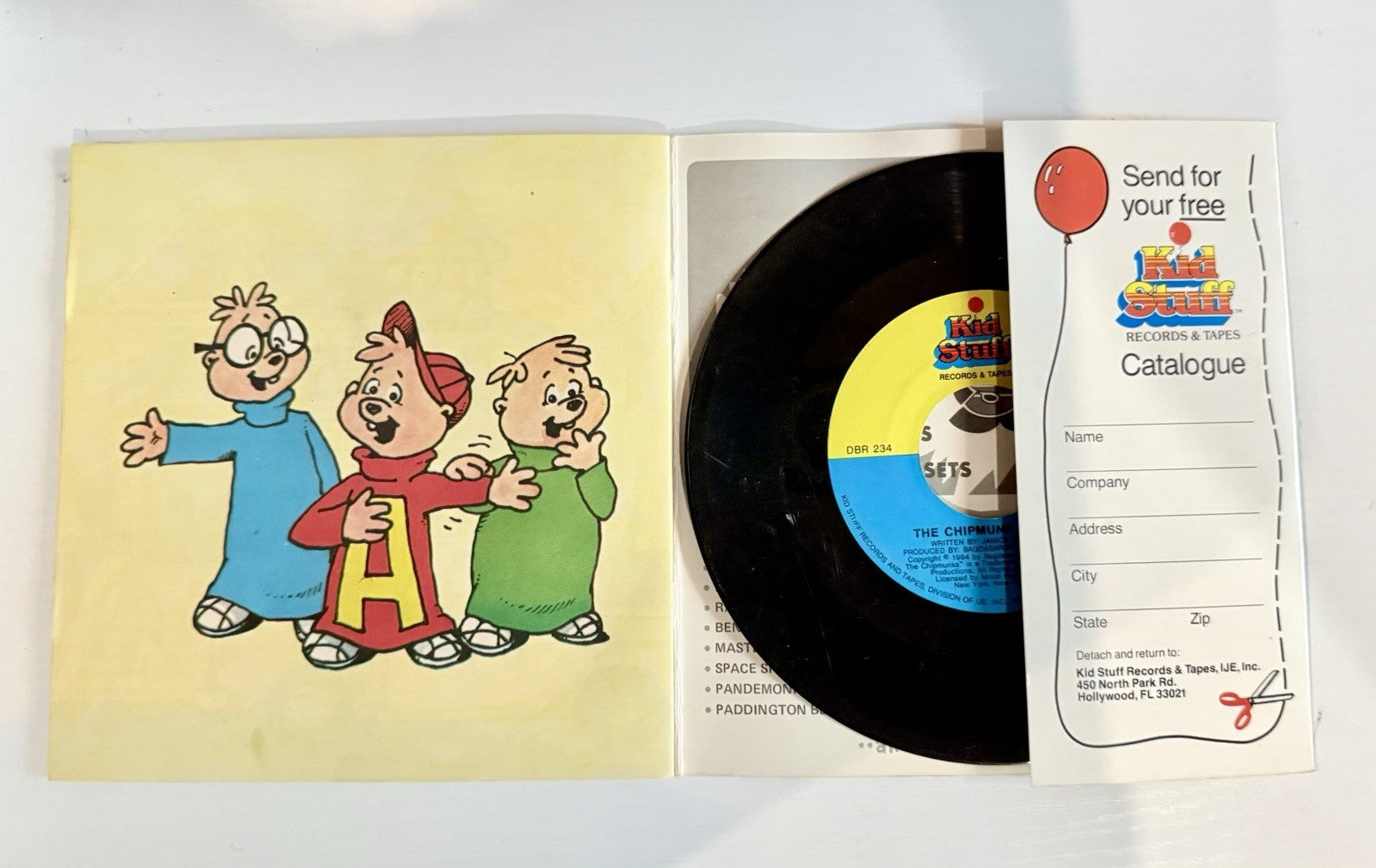 THE CHIPMUNK STORY– KID STUFF vtg CHILDREN’S BOOK & 33 RPM RECORD 1984