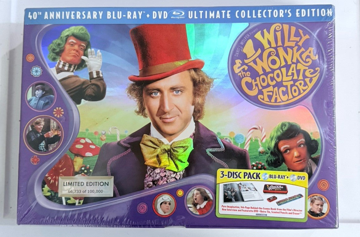 40th Anniversary Willy Wonka & The Chocolate Factory Blu-Ray Set Factory Sealed