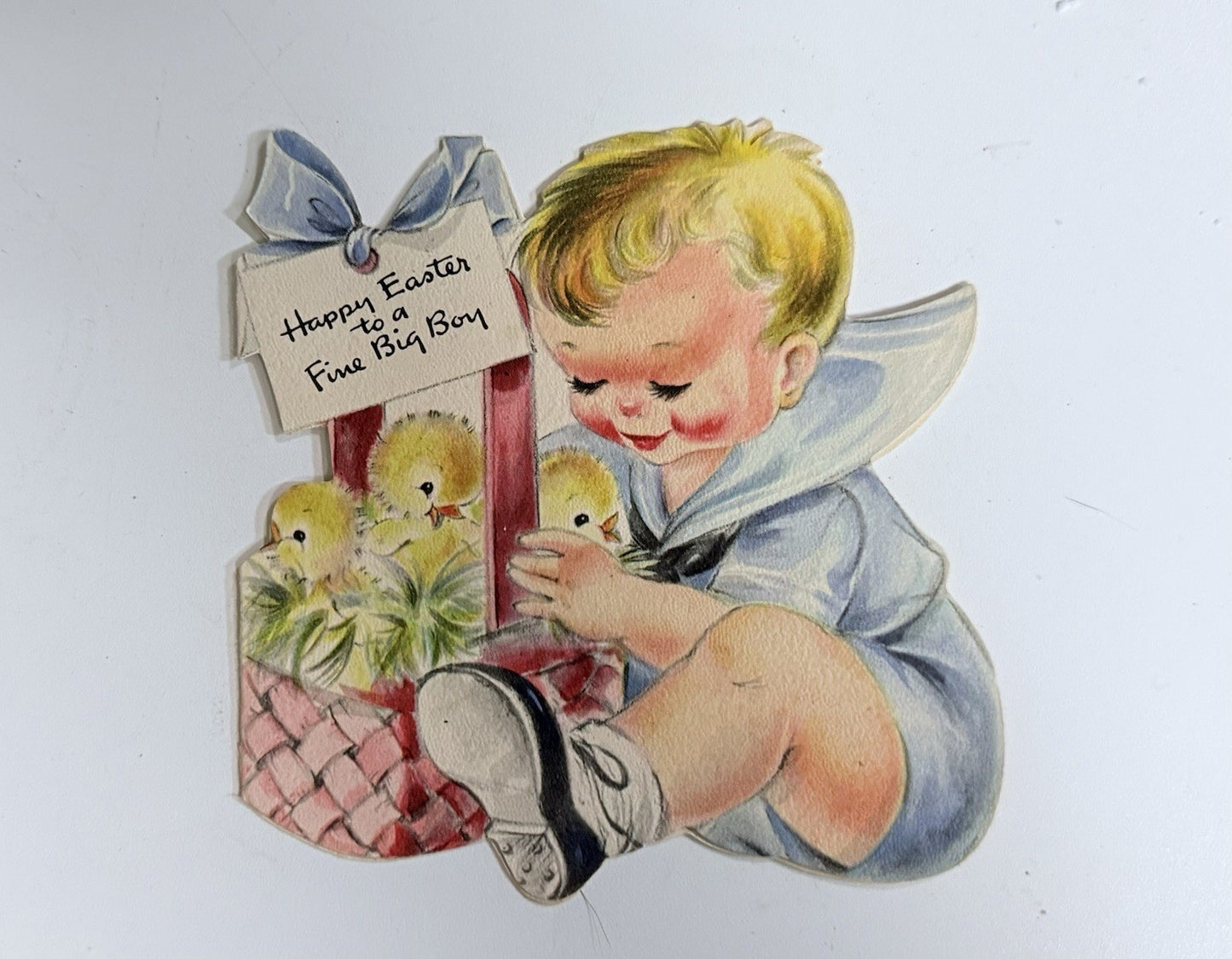 Hallmark 1946 Happy Easter To A Fine Big Boy die-cut Easter Card