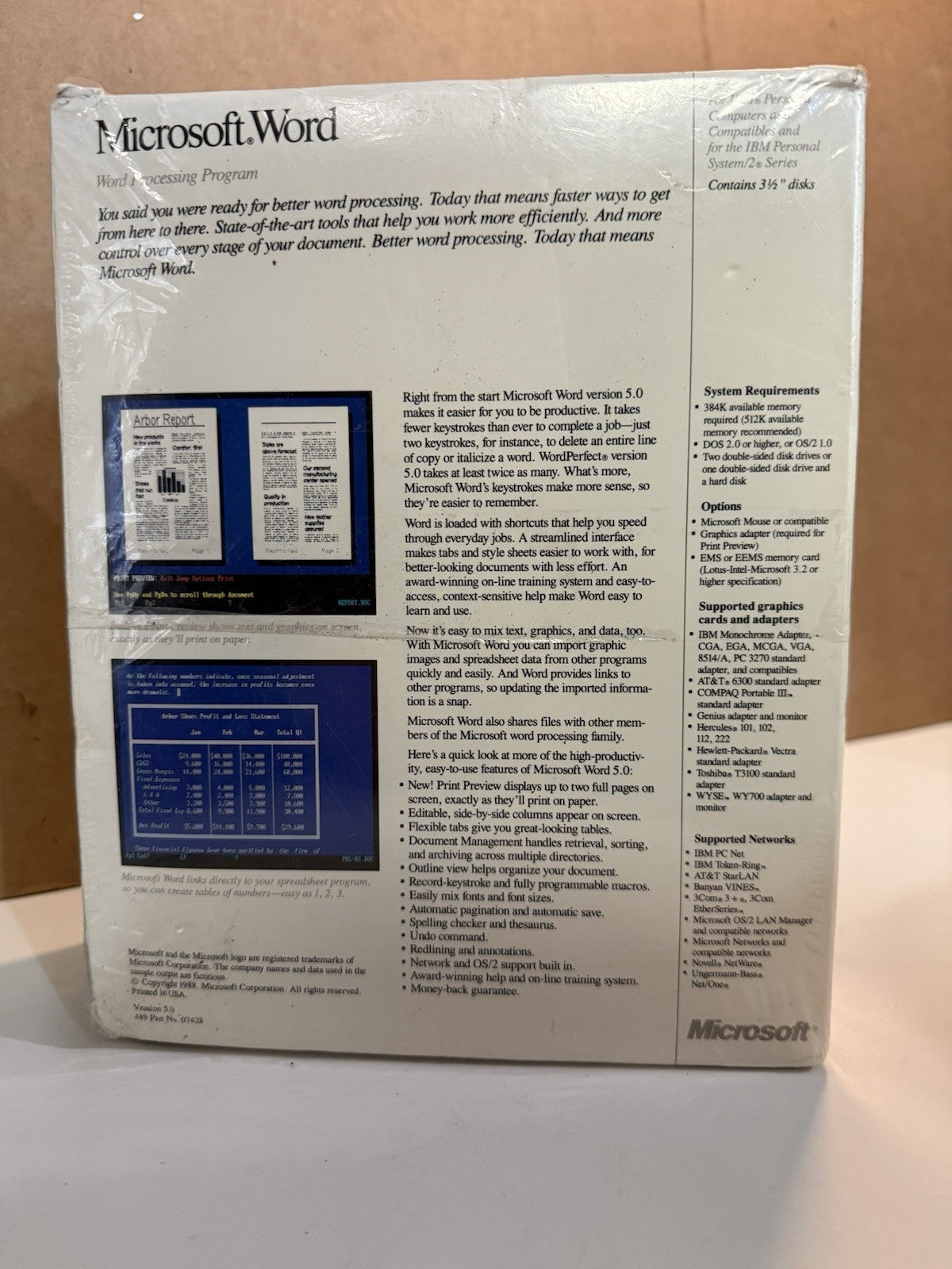 Microsoft Word 5.0 for IBM PC - New Old Stock - Sealed Vintage 1989