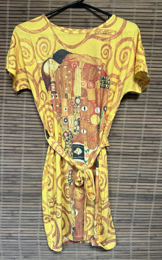 GUSTAV KLIMT "The Kiss" t-shirt dress Size Small