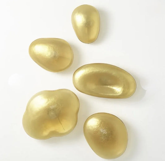 GlobeView Glass Wall Gems Set of 5 Amber w/ Gold Finish Decorative Accents