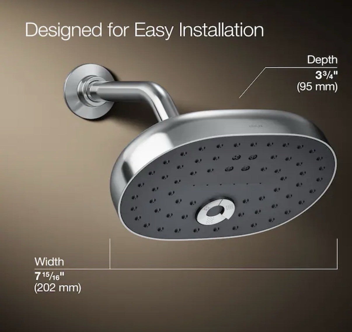 Kohler 29290-CP 8" 3-Spray Adjustable Wall-Mount Showerhead – Polished Chrome