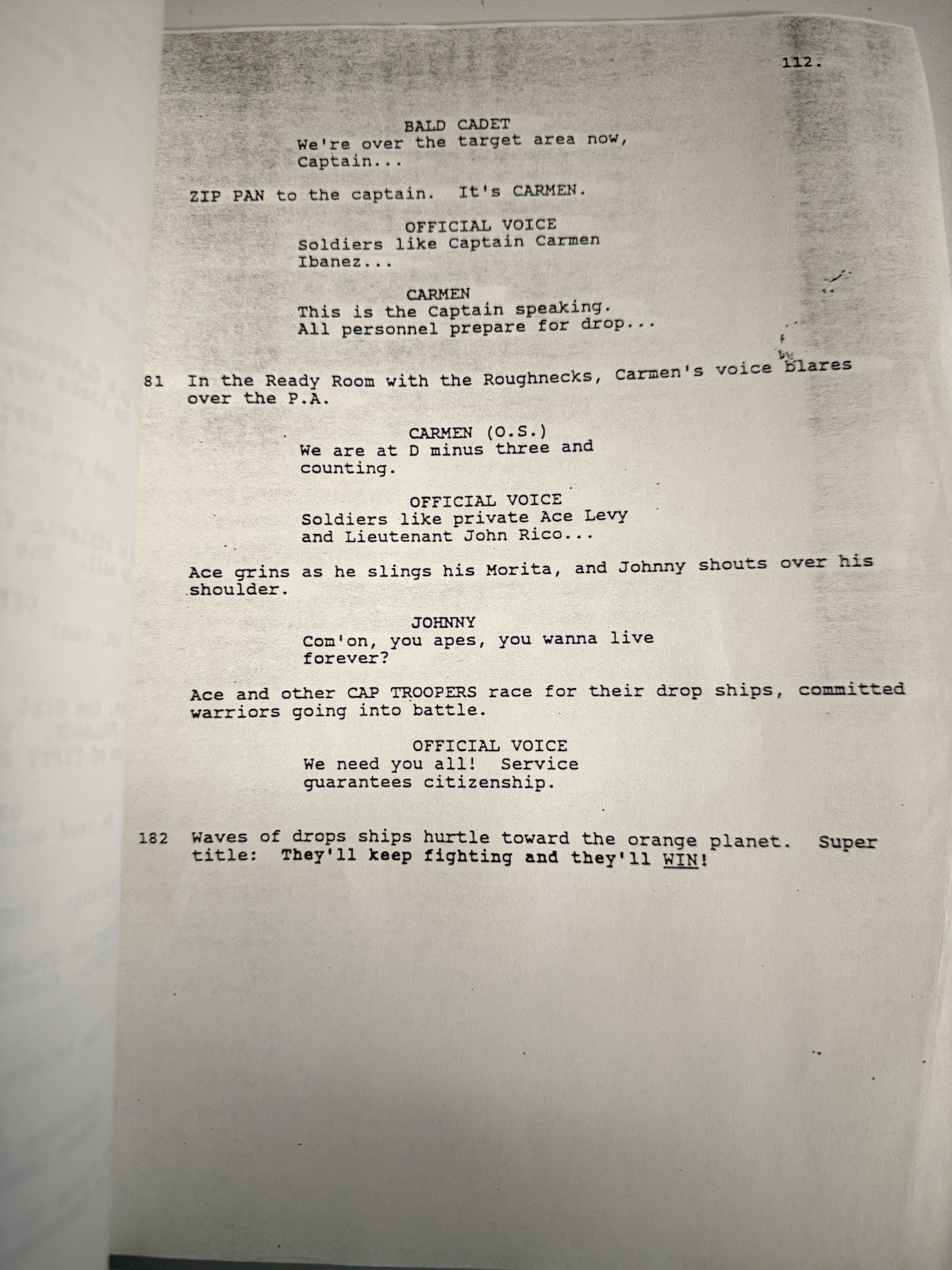 StarShip Troopers - Fourth Draft April 17, 1996
