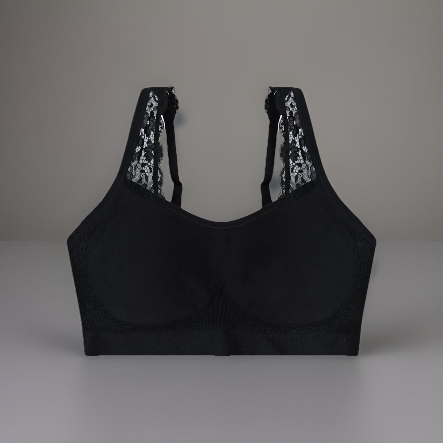 Underoutfit Adjustable Comfort Bra w/ Lace Straps-445 Black size 3XL