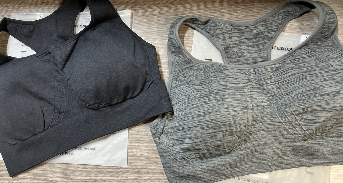 Lot of 2-UnderOutfit Active Shaping Sports Bra 1143-Size S, black & heather gray