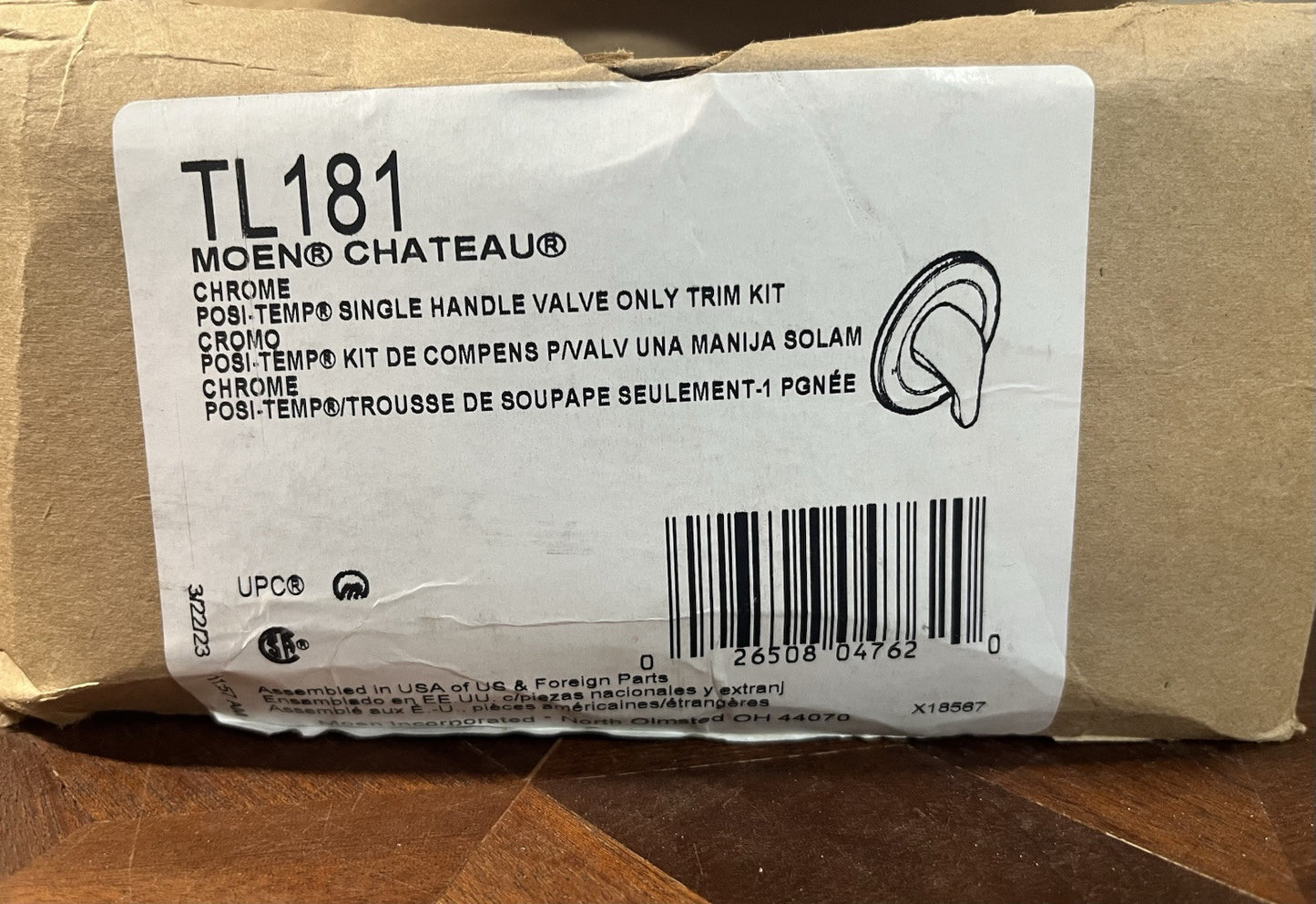 Moen TL181 Chateau Posi-Temp Shower Trim Kit w/ Lever Handle - Chrome