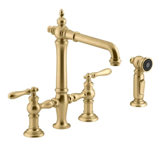 Combo - Kohler Artifacts K-76519-4-2MB Widespread Bridge Kitchen Faucet Moderne Brass - k-9514-2mb shower master shower hose