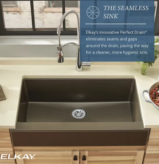 Elkay Quartrz Luxe Farmhouse Sink elxufp3620cn0 -chestnut